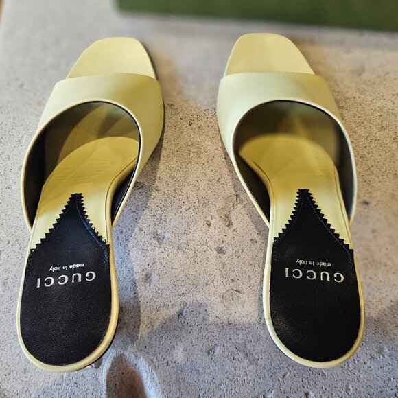 Gucci Interlocking G Heel Sandal 772569 C9D00 - 7412 Light Yellow Size 36+ - Picture 6 of 13